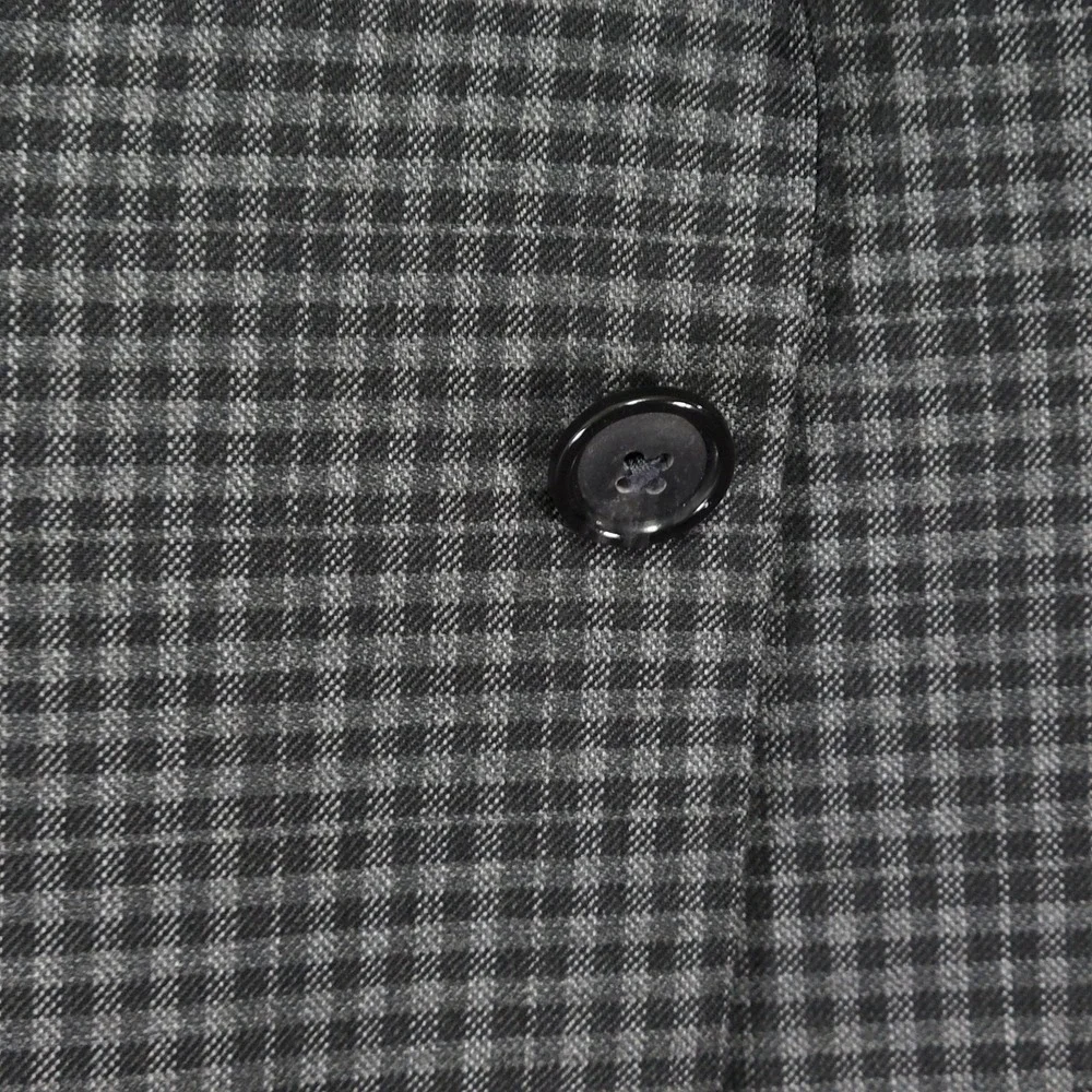 Stafford Men's‎ Sport Coat Blazer Two Button Gray Checked Plaid Poly Blend 36S